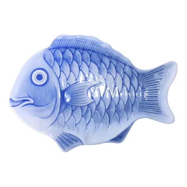 Thunder Group 1000CFB 10" Fish Shaped Melamine Platter Blue, Pack of 12