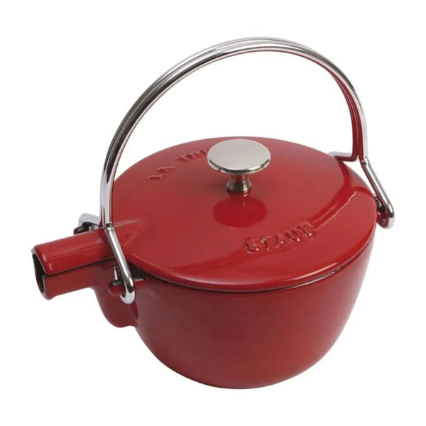 Staub 1004265 Cast Iron 1-qt Round Tea Pot, Cherry