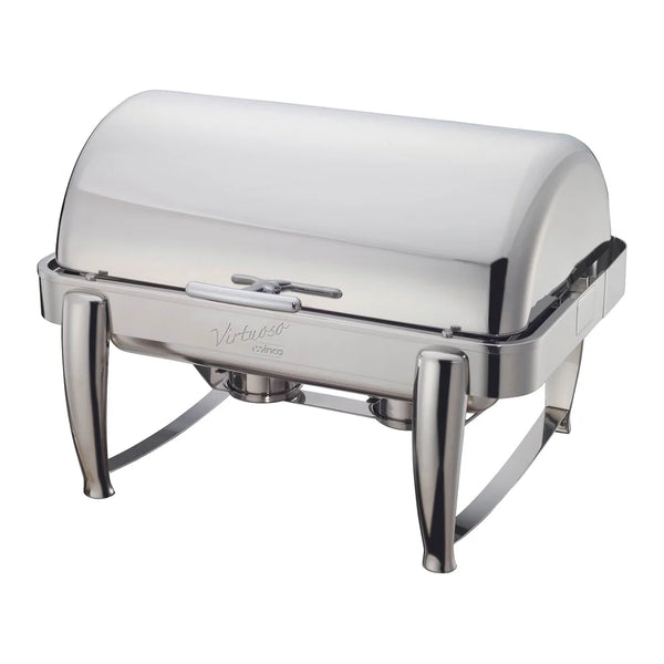 Winco 101B Virtuoso Stainless Steel 8qt Full-size Chafer wIth a Roll-Top, Extra Heavyweight