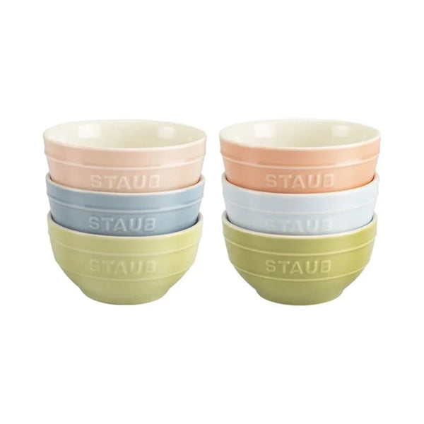 Staub 1021365 Stoneware 4.75" Small Universal Bowl Set, Macaron Pastel Colors, 6-Piece
