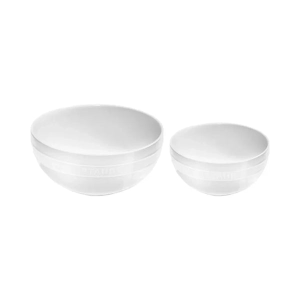 Staub 1029119 Stoneware 2pc Nested Mixing Bowl Set, White