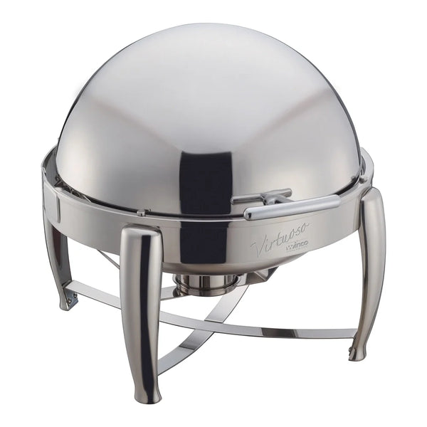 Winco 103B Virtuoso Stainless Steel 6qt Round Chafer with Roll-top
