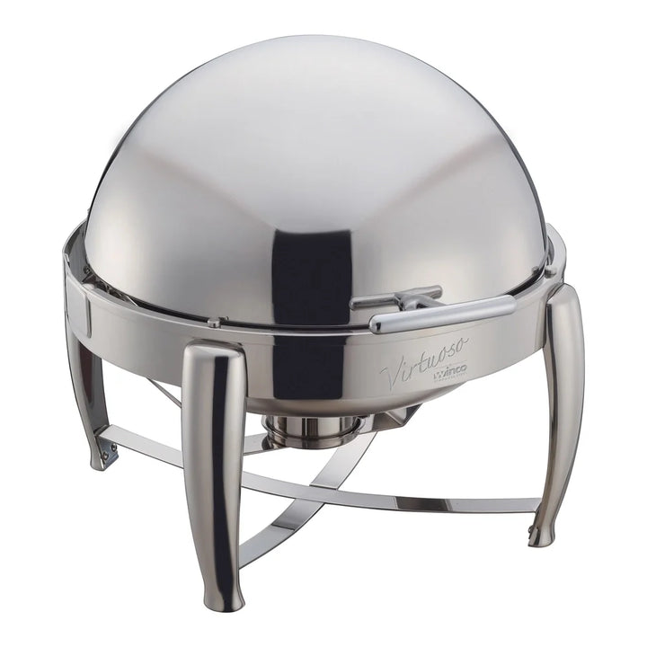 Winco 103B Virtuoso Stainless Steel 6qt Round Chafer with Roll-top