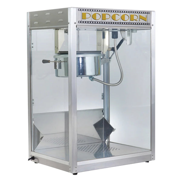 Winco 11147 Benchmark Silver Screen Popcorn Machine with 14 oz Kettle, 120v