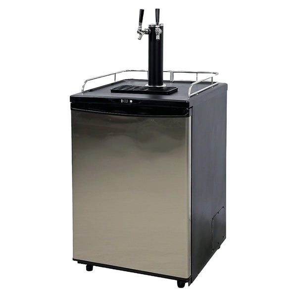 Commercial Bar Kegerator Beer Dispenser, 24", 2 Taps, Stainless Steel, 1-Year Compressor Warranty
