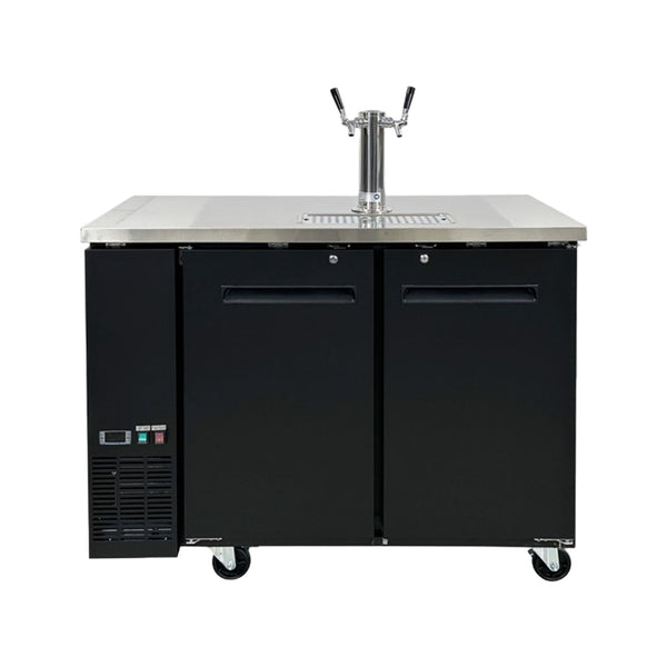 Commercial Bar Kegerator Beer Dispenser, 48", 2 Taps, Stainless Steel, 1-Year Compressor Warranty