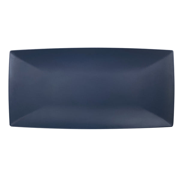 Thunder Group 49168SB Classic Stone Blue 16-1/8" x 8" Melamine Rectangle Tray, Pack of 12