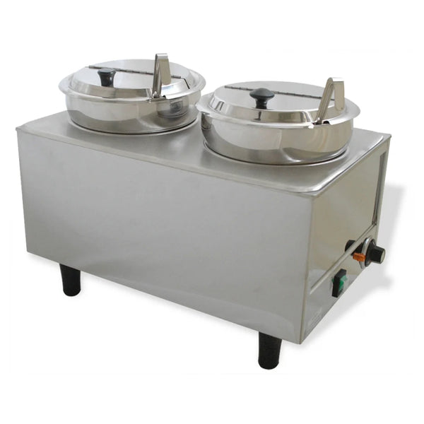 Winco 51072P Benchmark Dual Well Food Warmer with 2 Ladles and Lids, 120V