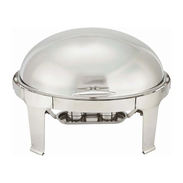 Winco 603 Madison Stainless Steel Oval Roll-top Chafer, 8 Qt