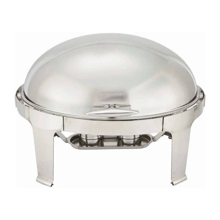 Winco 603 Madison Stainless Steel Oval Roll-top Chafer, 8 Qt