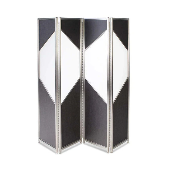 Forbes Industries 7856 1" Loft Series Mobile Partition, 4 Double-Sided Hinged Panels with Frosted Acrylic Accent