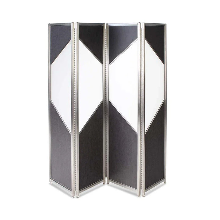 Forbes Industries 7856 1" Loft Series Mobile Partition, 4 Double-Sided Hinged Panels with Frosted Acrylic Accent