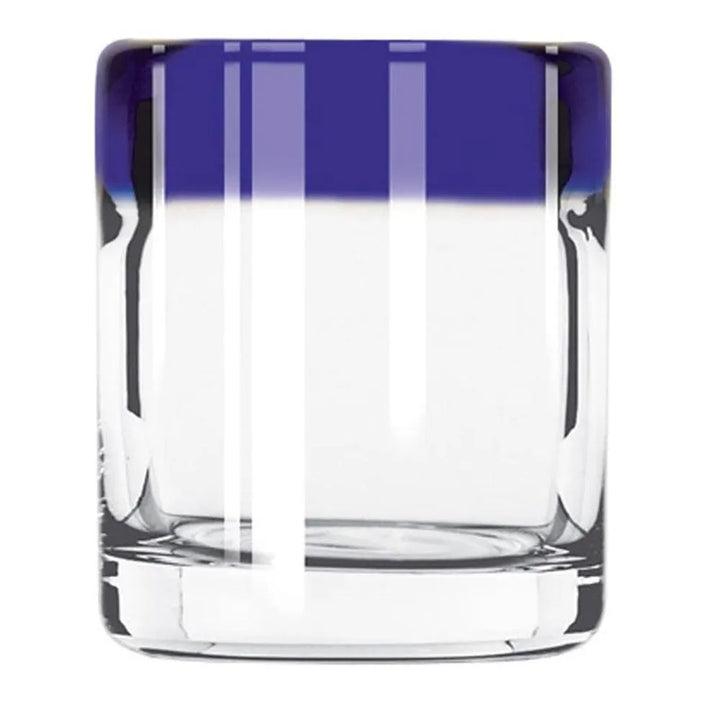 Libbey 92311 2.5 oz. Aruba Customizable Shot Glass with Cobalt Blue Rim - Case of 24 Pcs