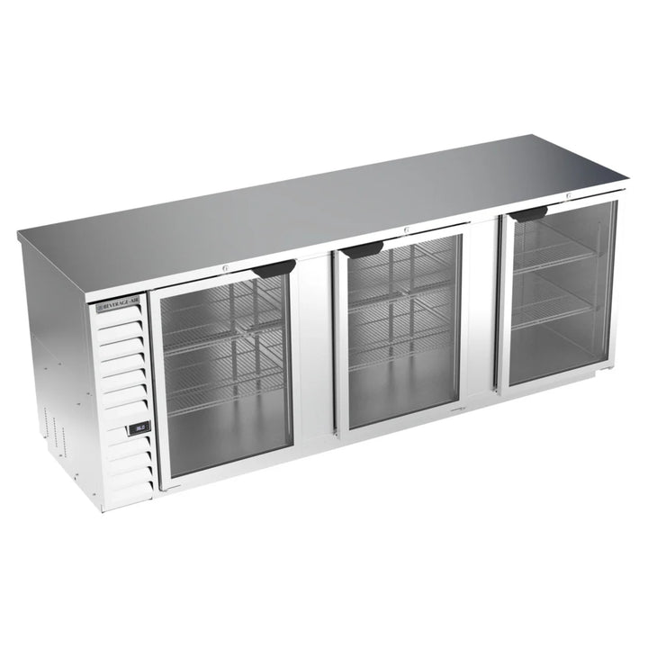 Beverage-Air BB94HC-1-FG-S 95" Stainless Steel Counter Height Glass Door Food Rated Back Bar Refrigerator