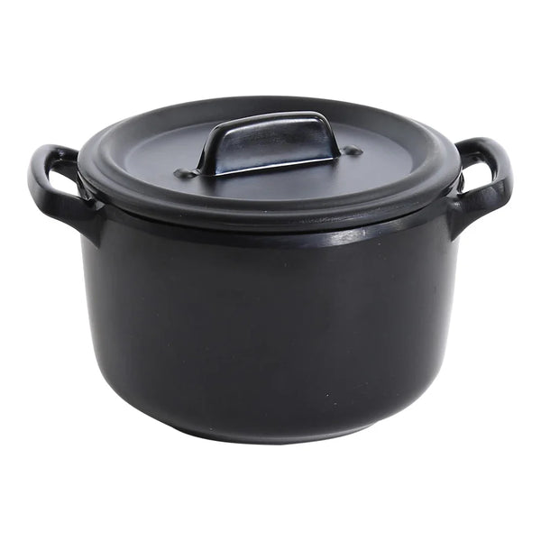 Yanco BP-4104 Black Peral 8 Oz Black Melamine Serving Bowl with Handle and Lid, Matte Finish, Pack of 24