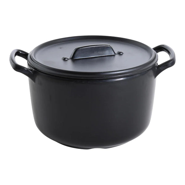 Yanco BP-4107 Black Pearl 7" Black Melamine Serving Bowl with Handle and Lid, Matte Finish, Pack of 12