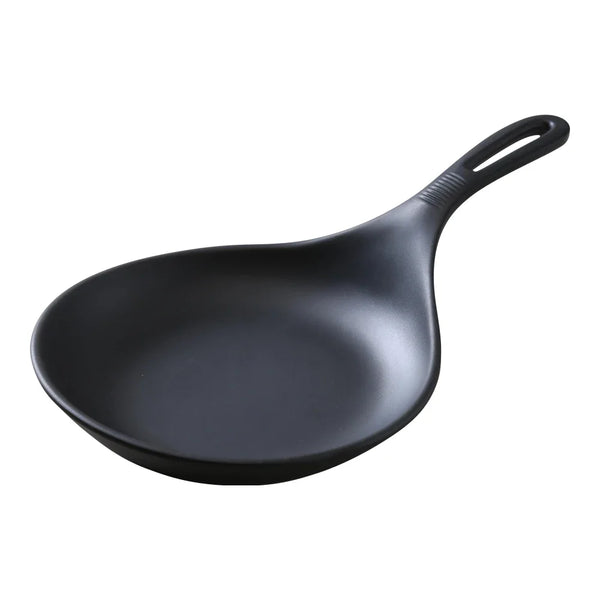 Yanco BP-7007 Black Pearl 12.5" Black Melamine Fry Pan with Matting Finish, Pack of 12