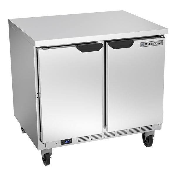 Beverage-Air WTR36AHC 36" Two Door Worktop Refrigerator with 4" Foamed In Place Backsplash