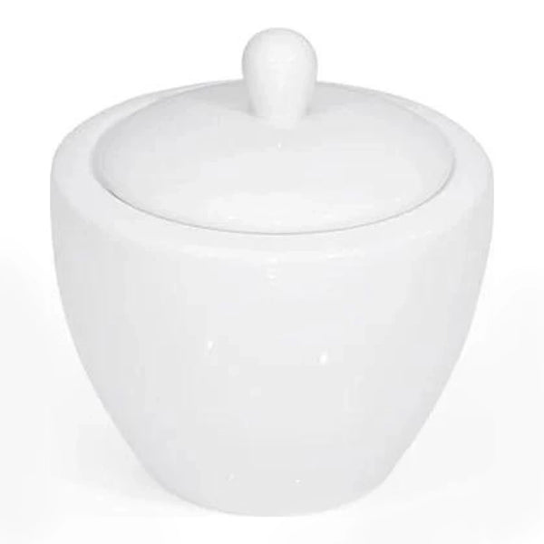 Furtino England Delta 25cl/8.5oz White Porcelain Covered Sugar, Pack of 6