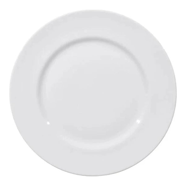 Furtino England Delta 25.5/10" White Porcelain Flat Plate, Pack of 6