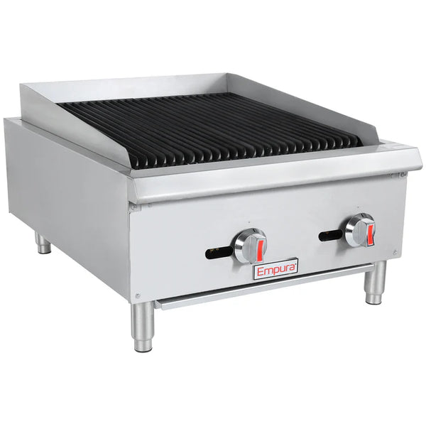 Gas Charbroiler with 2 Burners, 23.8", 60,000 BTU Commercial