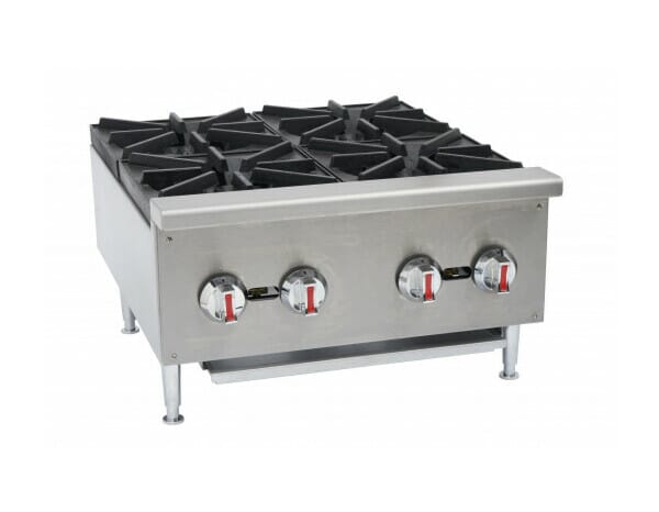 24" Natural Gas Countertop Range / Hot Plate, 4 Burners, 100,000 BTU, 2-Year Warranty