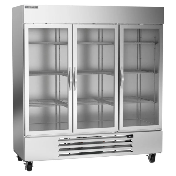 Beverage-Air HBR72HC-1-G Horizon Series 75" Bottom Mounted Glass Door Reach In Refrigerator with LED Lighting
