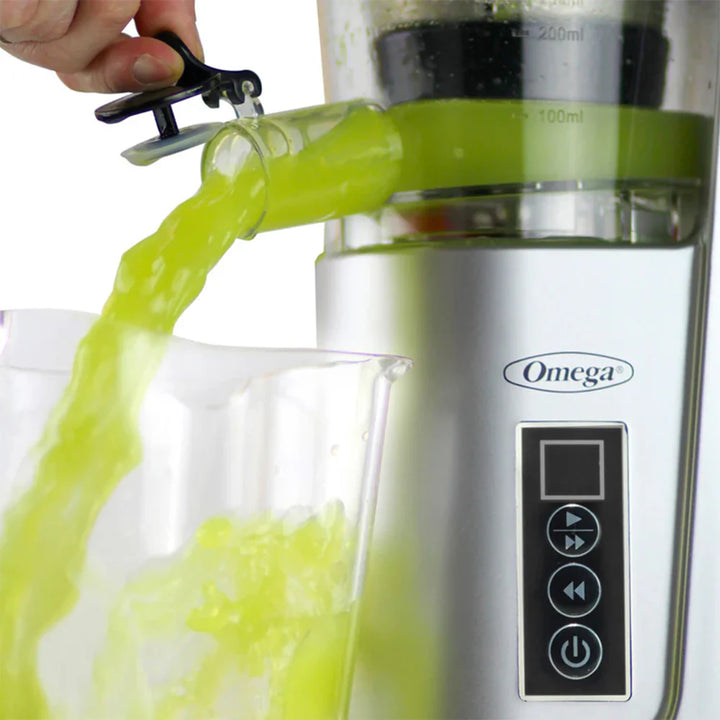Omega JC3000SV13 65 RPM Compact Cold Press Juicer Machine, Vertical Masticating Juicer, 150 W, Silver