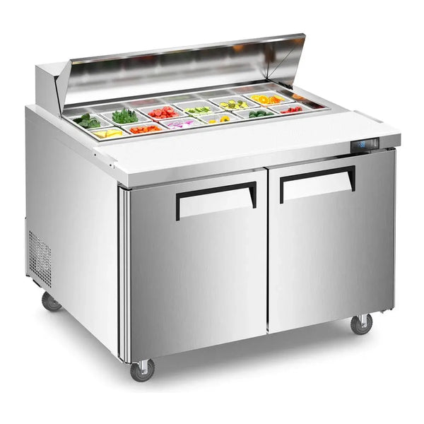 Refrigerated Sandwich/Salad Prep Table With 12 Pans, Stainless Steel, 48’’, 13.01 Cu.Ft.