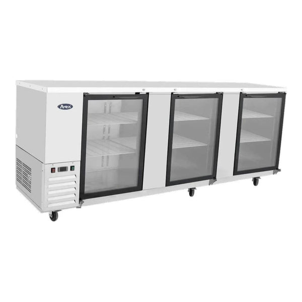 Atosa MBB69G-GR 68" Stainless Steel Glass Door Back Bar Refrigerator 21.5 Cu.Ft