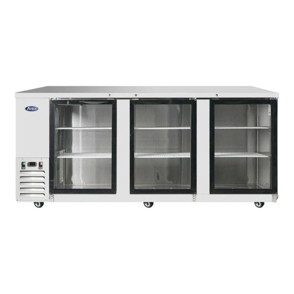 Atosa MBB90G-GR 89.3" Stainless Steel Glass Door Back Bar Refrigerator 30.1 Cu.Ft