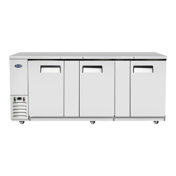 Atosa MBB90GR 89.3" Stainless Steel Solid Door Back Bar Refrigerator 30.1 Cu.Ft