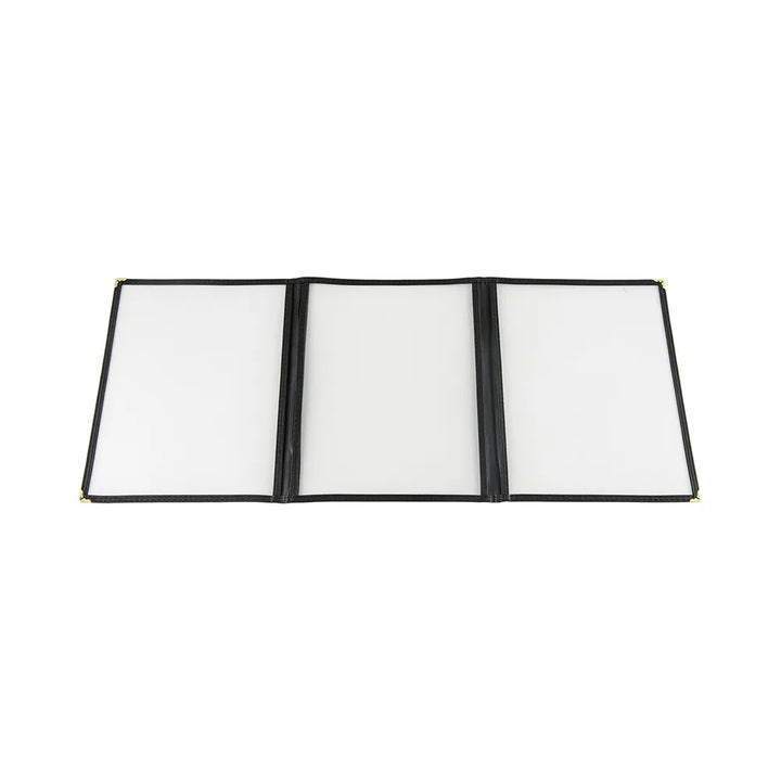 CAC China MCP3-911BK Menu Cover 3-Pocket Black 8-1/2x11" /Each