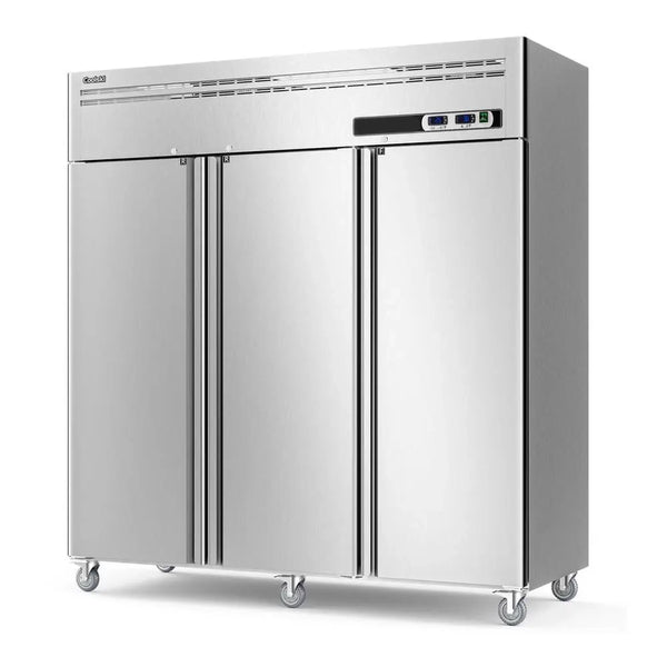 3 Section Solid Door Reach-in Commercial Refrigerator and Freezer Combo, 72", Stainless Steel, - 54 Cu.ft