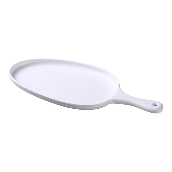 Yanco MO-809 Moderne 15.5" Pan Plate with Handle, White Melamine, Organic Shaped - Pack of 12