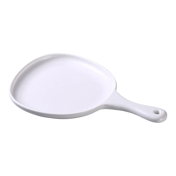 Yanco MO-811 Moderne 14" Pan Plate with Handle, White Melamine, Organic Shaped - Pack of 12