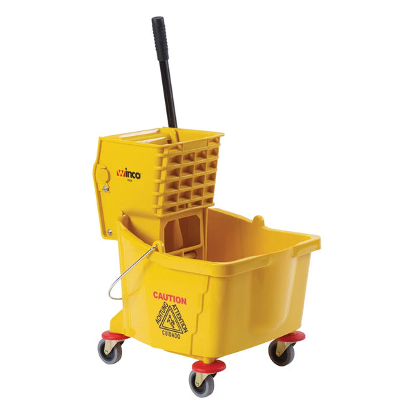 Winco MPB-36 Yellow Mop Bucket with Wringer, 36 Qt