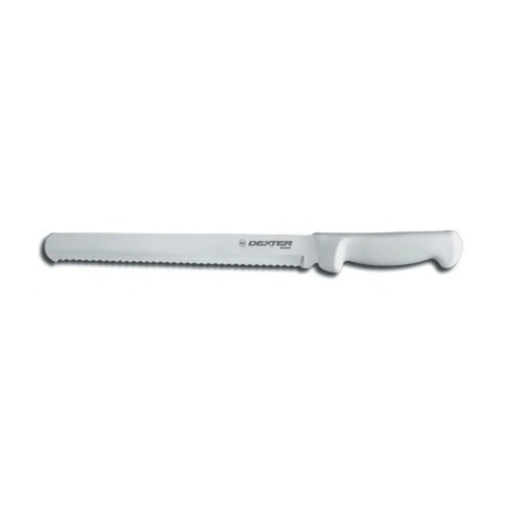 Dexter Russell P94805 Basics 12" Scalloped Slicer White Handle - 31605
