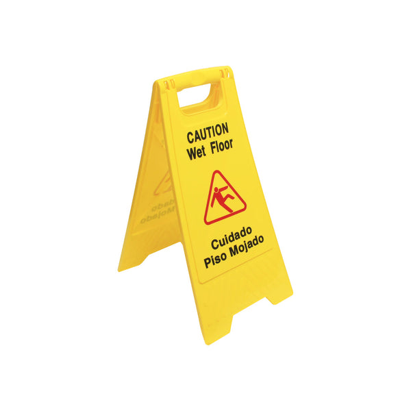 Thunder Group PLWFC024 24" x 12" Polypropylene Wet Floor Caution Sign Board Yellow