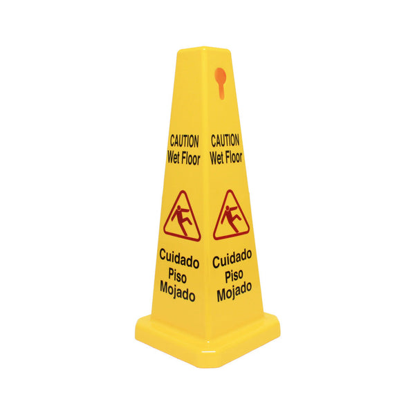Thunder Group PLWFC027 10-3/4" x 10-3/4" Polypropylene Cone Shape Wet Floor Caution Sign Board Yellow