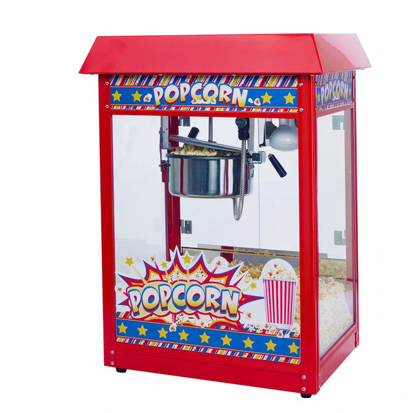 Winco POP-8R Show Time Red Electric 8 Oz. Popcorn Machine, 120V, 1350 W