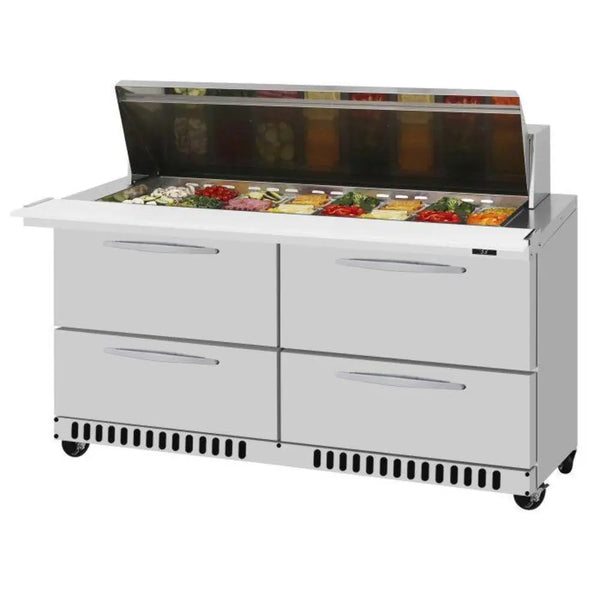 Turbo Air PST-60-24-D4-FB-N 60-1/4" 2 Section Sandwich/Salad Prep Table, 14.8 cu. Ft., 115/60/1 - Front Breathing