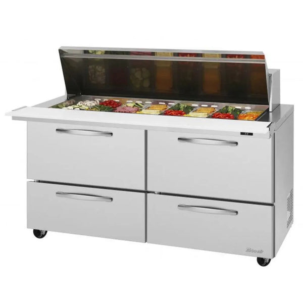 Turbo Air PST-60-24-D4-N 60 1/4" 2 Section Sandwich/Salad Prep Table, 19 cu. Ft., 115/60/1