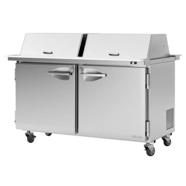 Turbo Air PST-60-24-N-DS 60 1/4" 2 Section Sandwich/Salad Prep Table, 19 cu. Ft., 115/60/1 - Dual Sided Lid