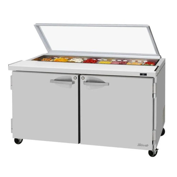 Turbo Air PST-60-FB-N 60 1/4" 2 Section Sandwich/Salad Prep Table, 14.8 cu. Ft., 115/60/1 - Front Breathing