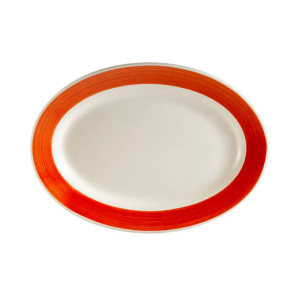 CAC China R-13-R Oval Platter R.E. Red 11 1/2" Case of 12 Pcs