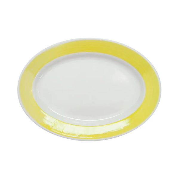 CAC China R-14-Y Oval Platter R.E. Yellow 12 1/2" Case of 12 Pcs