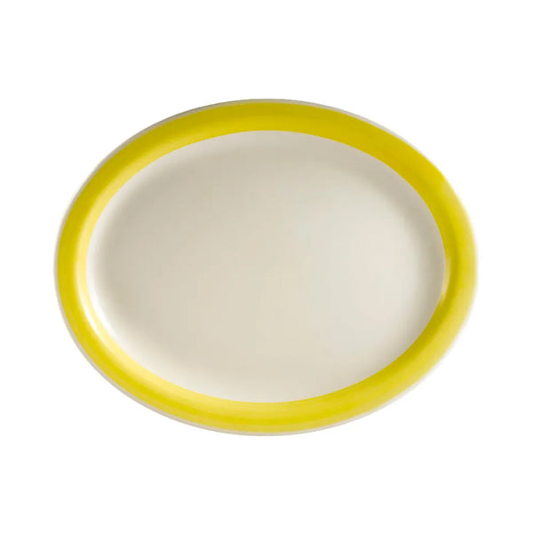 CAC China R-14NR-Y Oval Platter N.R. Yellow 13 1/2" Case of 12 Pcs