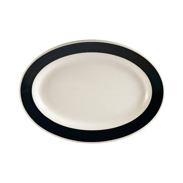 CAC China R-51-BLK Oval Platter R.E. Black 15 1/2" Case of 12 Pcs