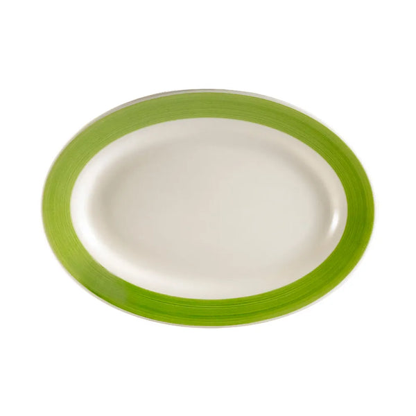 CAC China R-51-G Oval Platter R.E. Green 15 1/2" Case of 12 Pcs